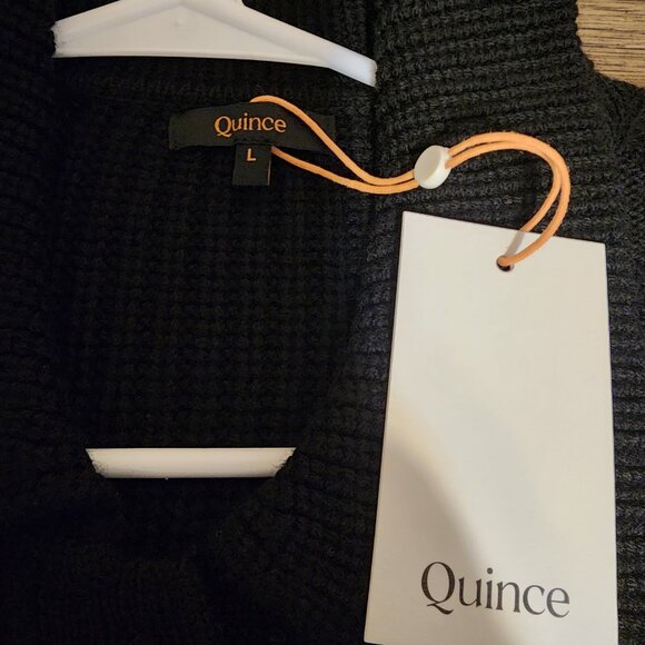 Quince Women’s Merino Wool Collared Cardigan NWT Black Large - Picture 6 of 9